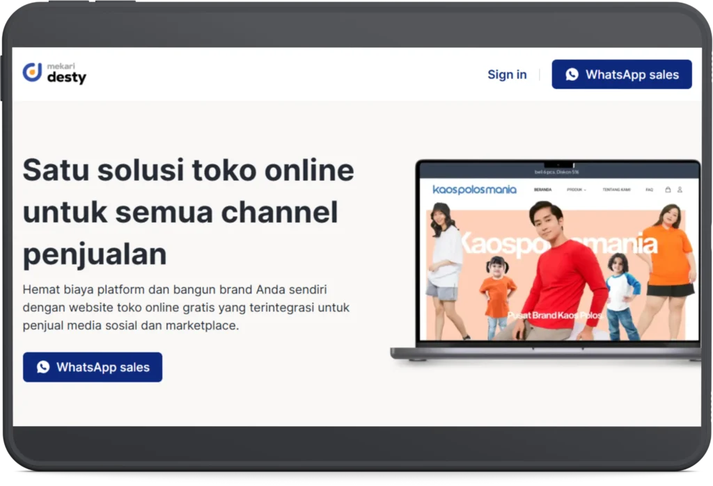 ko Online Mekari Desty untuk Website Jualan Online