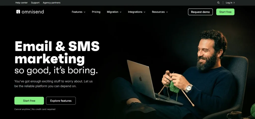 tampilan website omnisend