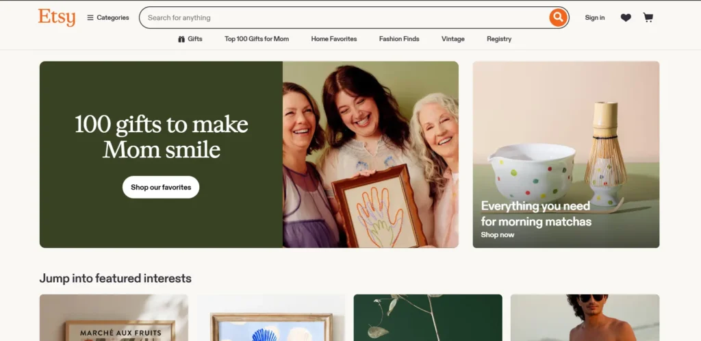 tampilan marketplace etsy