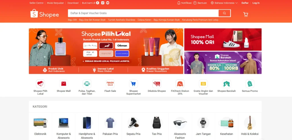 tampilan e-commerce shopee