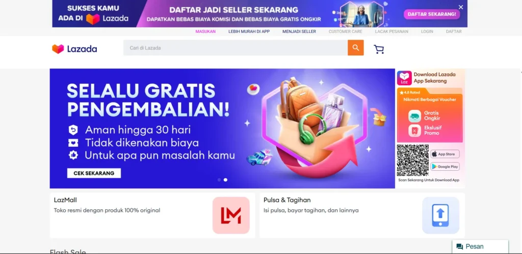 tampilan e-commerce Lazada
