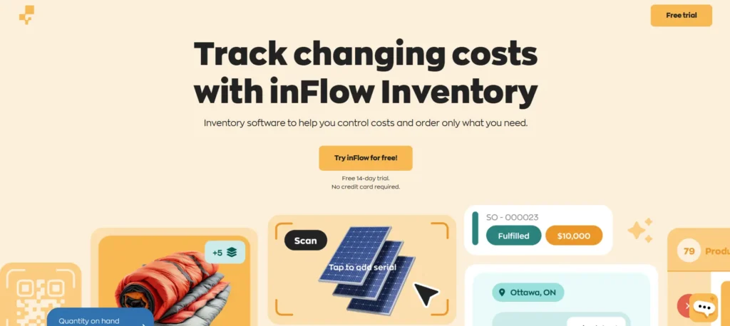 tampilan in flow inventory