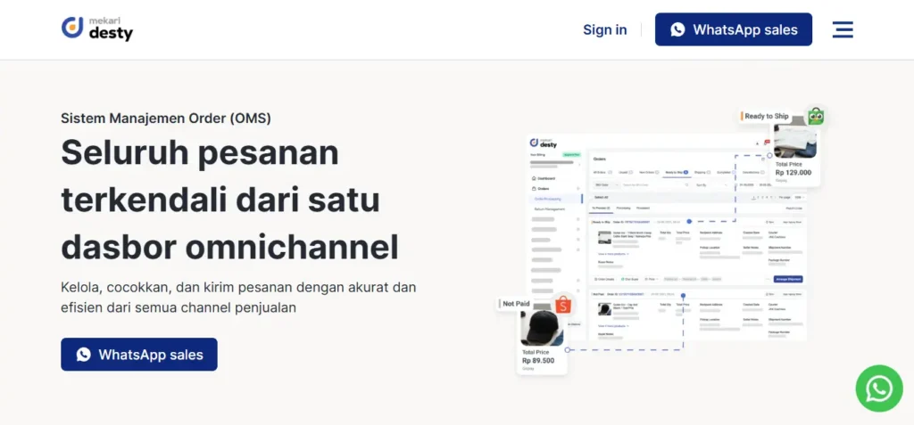 Software Manajemen Order (OMS) Mekari Desty