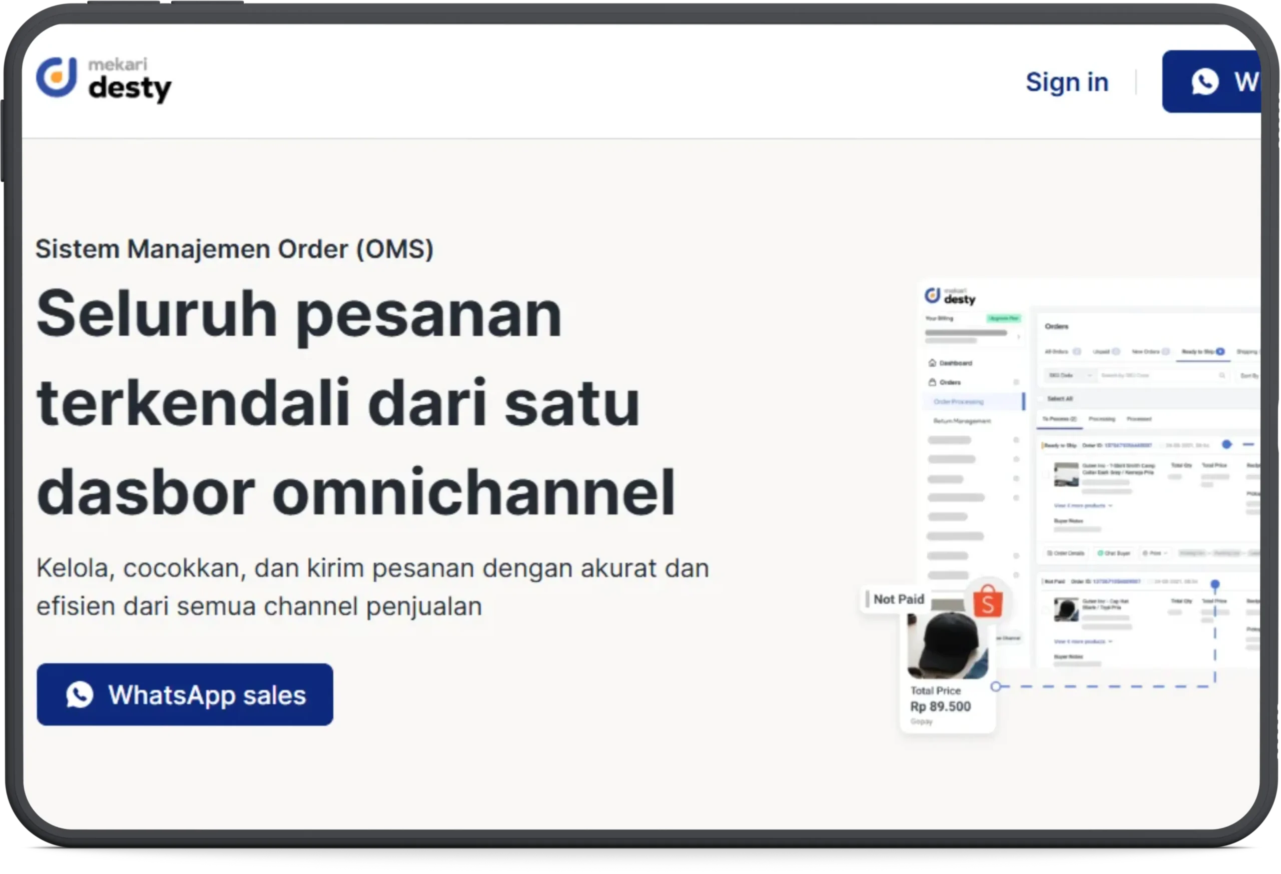 Sistem Manajemen Order (OMS) Mekari Desty