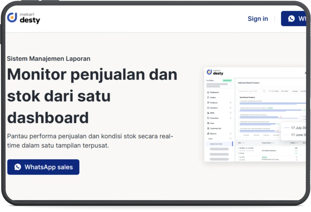 Software Manajemen Laporan Mekari Desty