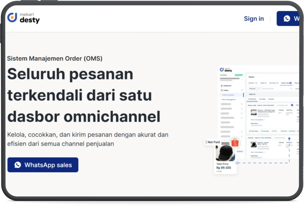 Software Manajemen Order (OMS) Mekari Desty