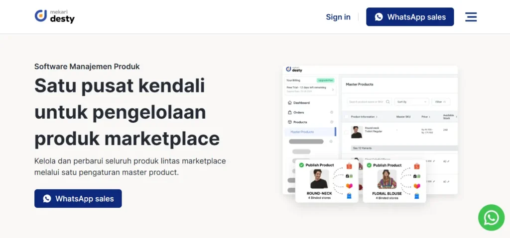 Software Manajemen Produk Mekari Desty