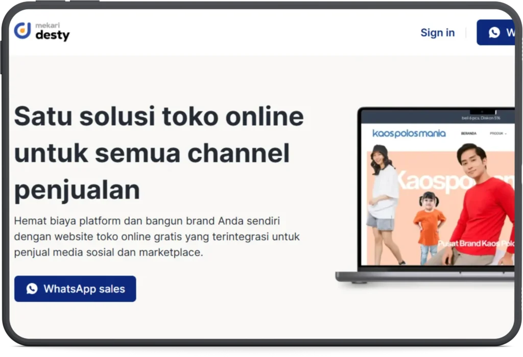 Software Website Toko Online Mekari Desty