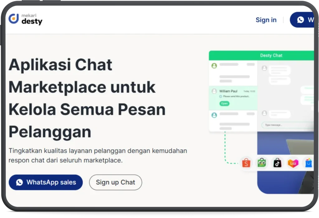Aplikasi Chat Marketplace Mekari Desty untuk Membuat Greeting Message Online Shop